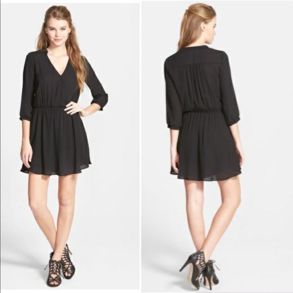 Lush Kendal Black Faux Wrap Skater Dress XS - Picture 2 of 8